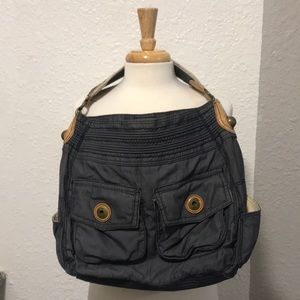 1969 Gap jeans blu cotton bag with leather trim